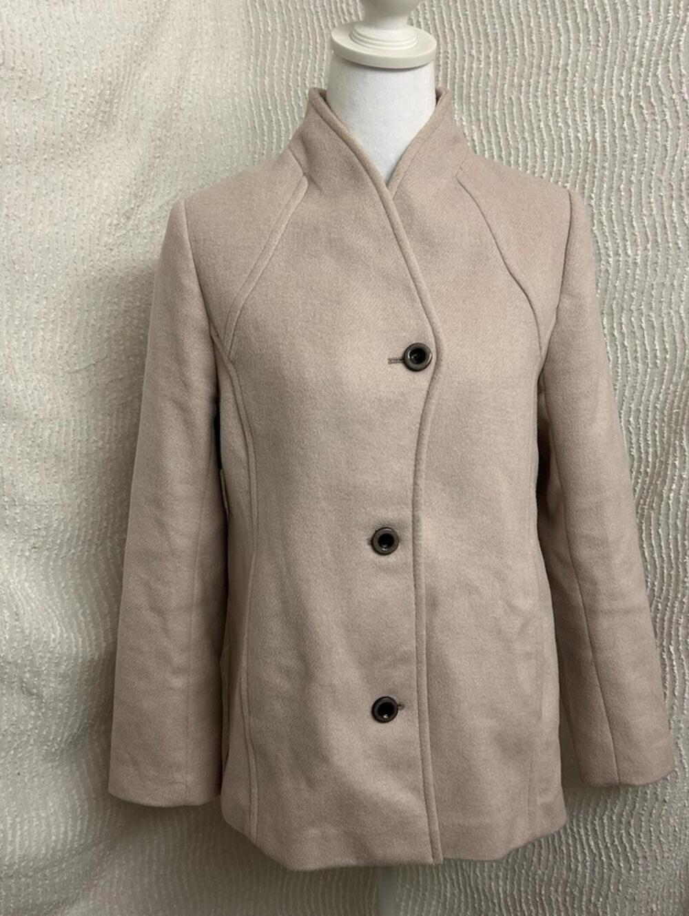Wool Blend Blazer Women’s M Petite Cream Peach Oat Soft Neutral Chic Limited